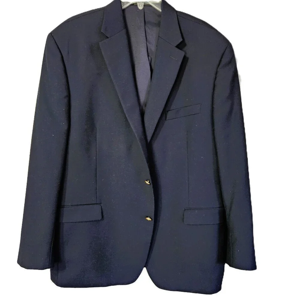 Lauren Ralph Lauren Mens Classic 100% Wool Navy Blazer With Gold Buttons SZ 46R